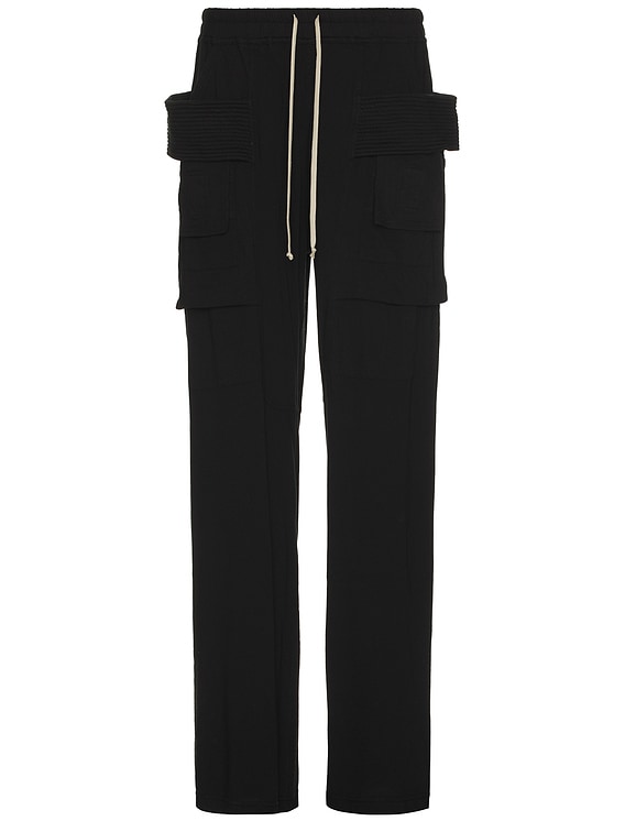 DRKSHDW by Rick Owens Creatch Wide Cargo Drawstring Pants in Black