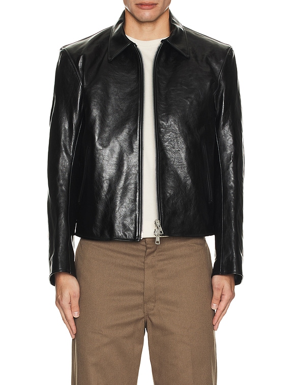 Our Legacy Mini Jacket in Top Dyed Black Leather | FWRD