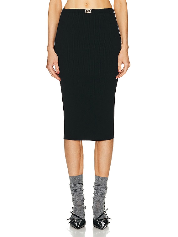 Miu Miu Midi Skirt in Nero | FWRD