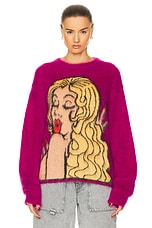 ERL Unisex Kiss Mohair Intarsia Sweater Knit in FUSCIA | FWRD
