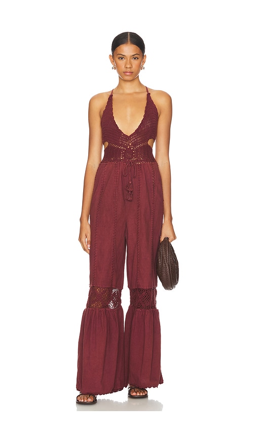 Free People x REVOLVE Freya Crochet One Piece Jumpsuit in Brown