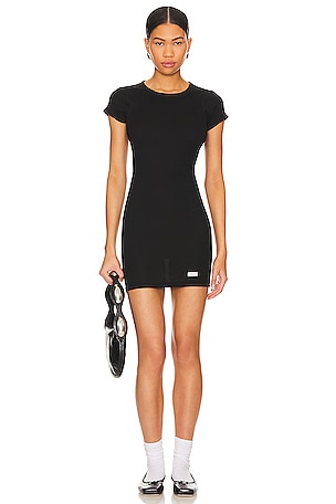 Alexander Wang Short Sleeve Crewneck Dress in Black | REVOLVE