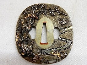 鉄製 鍔 石黒是美花 鍔 無銘 鉄線花図鍔(TU-120116)｜刀・日本刀の販売