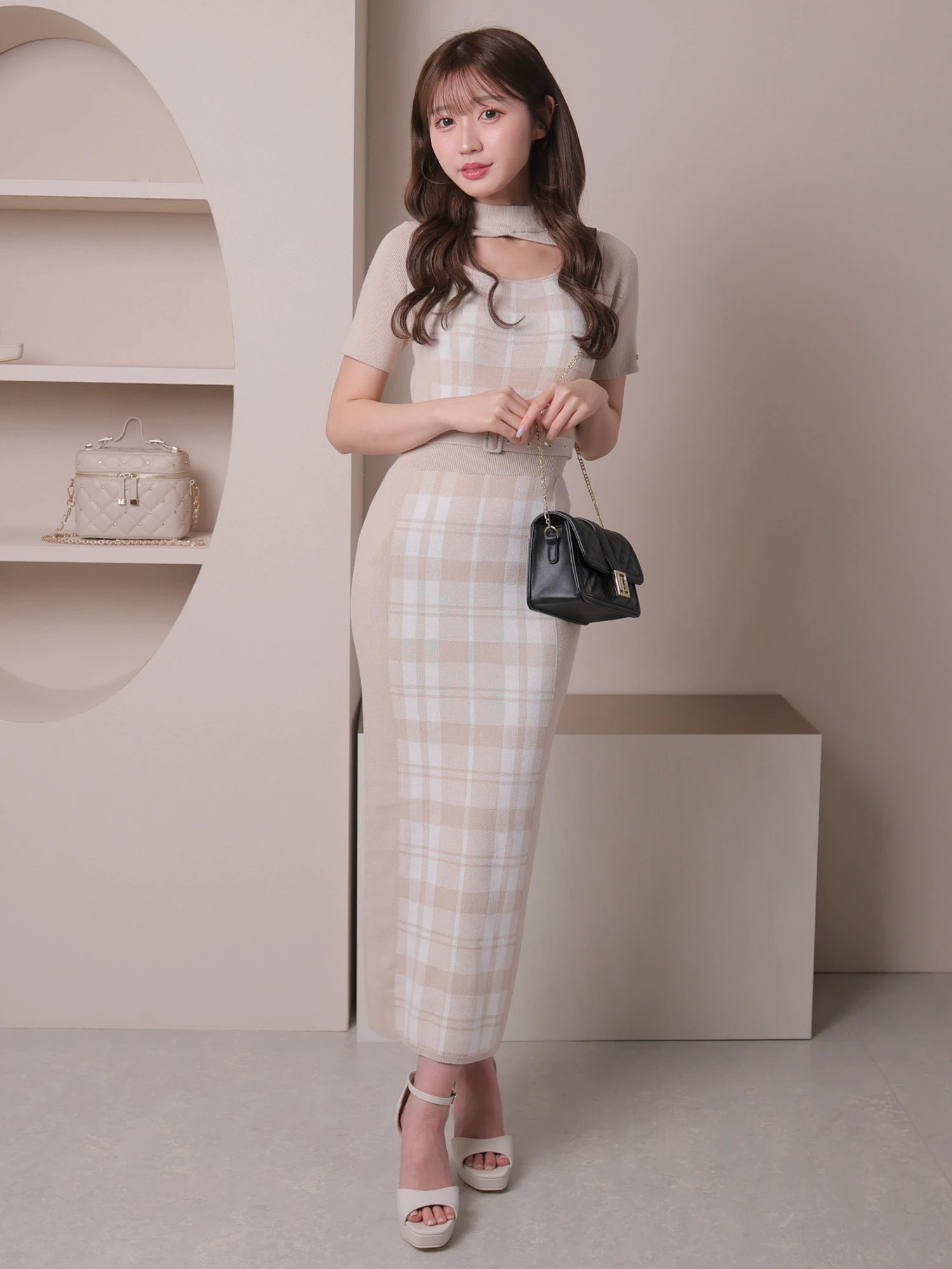 LIP SERVICE（リップサービス）｜ チェックジャガードデコルテオープン