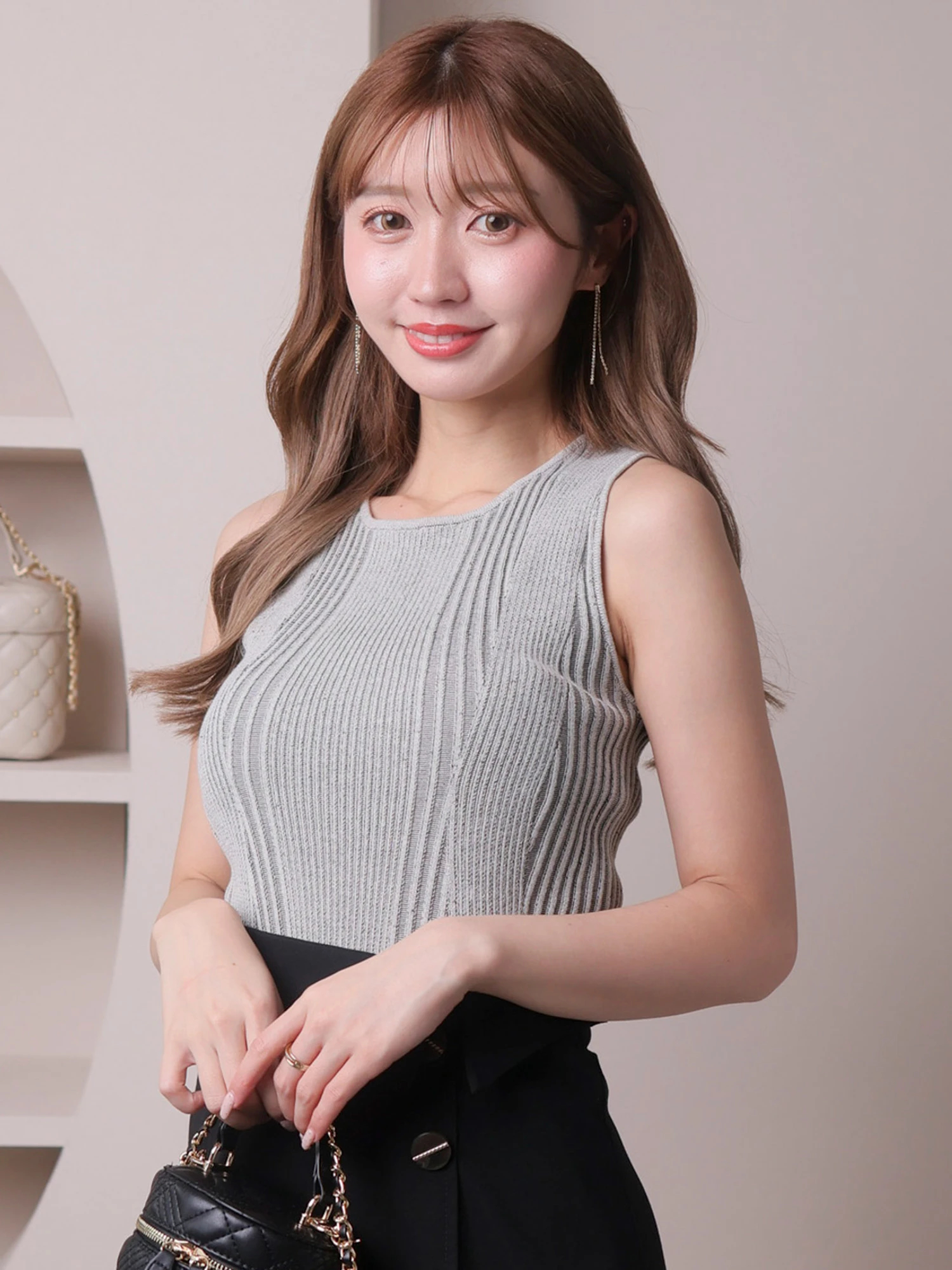 LIP SERVICE（リップサービス）｜ バイカラーリブノースリニット