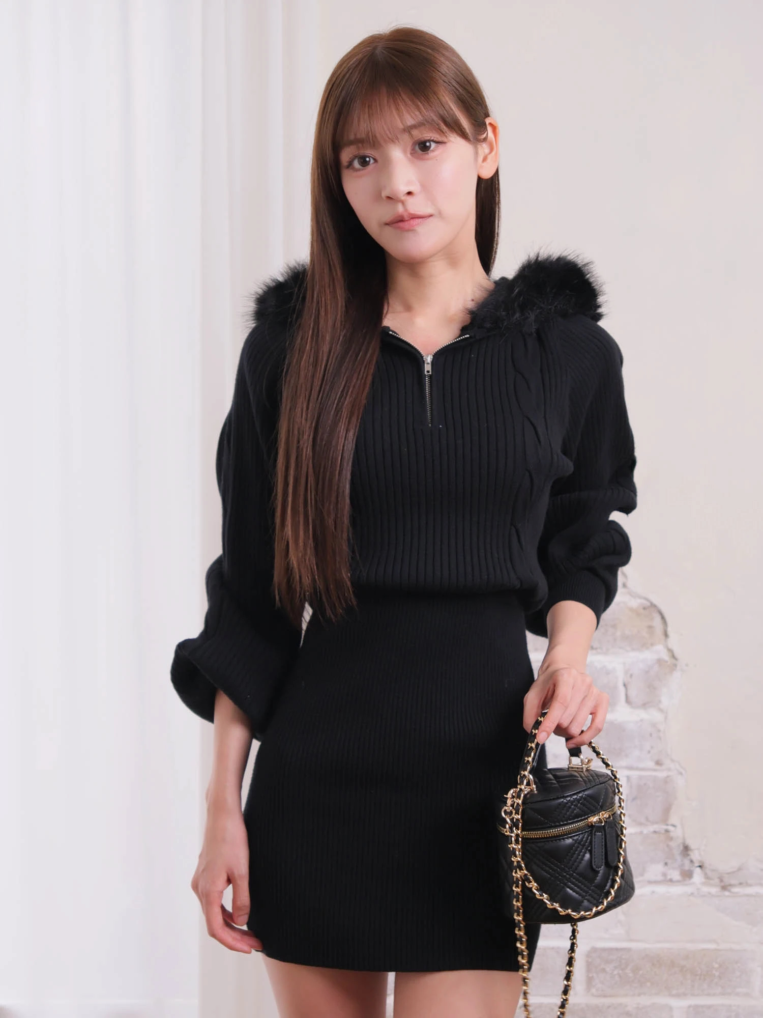 LIP SERVICE（リップサービス）｜ ファーフードニットワンピース