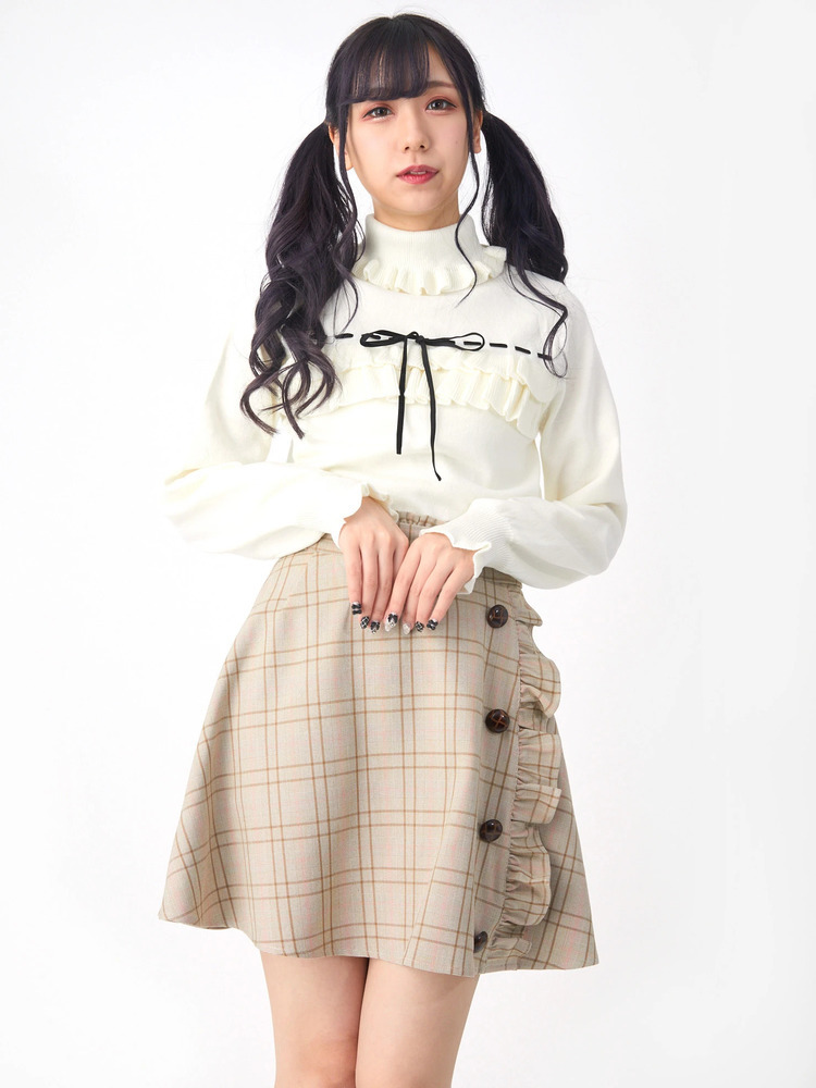 サイドフリルチェック柄フレアーSK - Ank Rouge(アンクルージュ)の