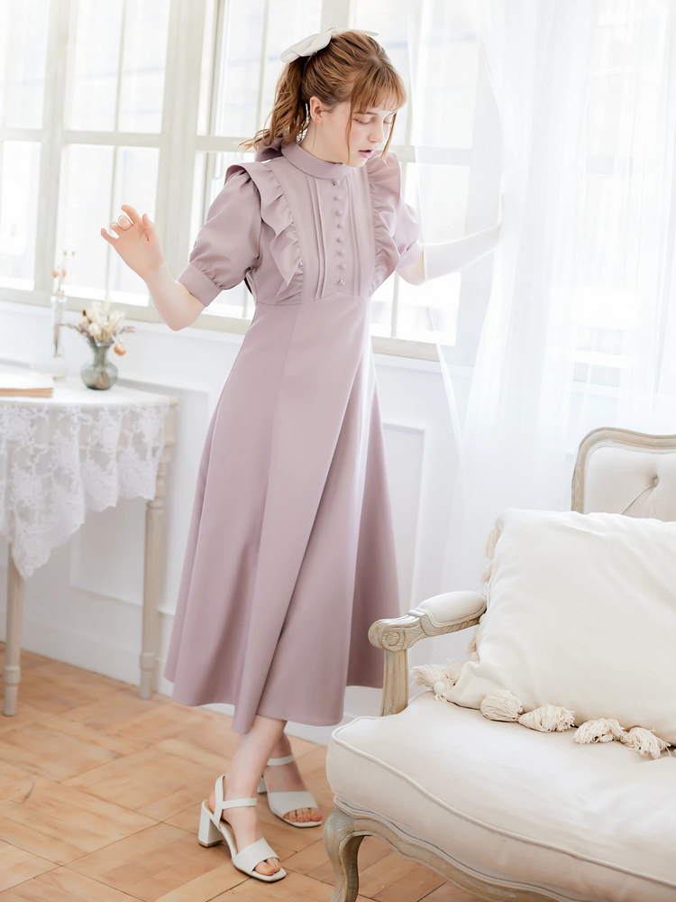 BACKリボンフレアロングOP - Ank Rouge(アンクルージュ)のマキシワンピ