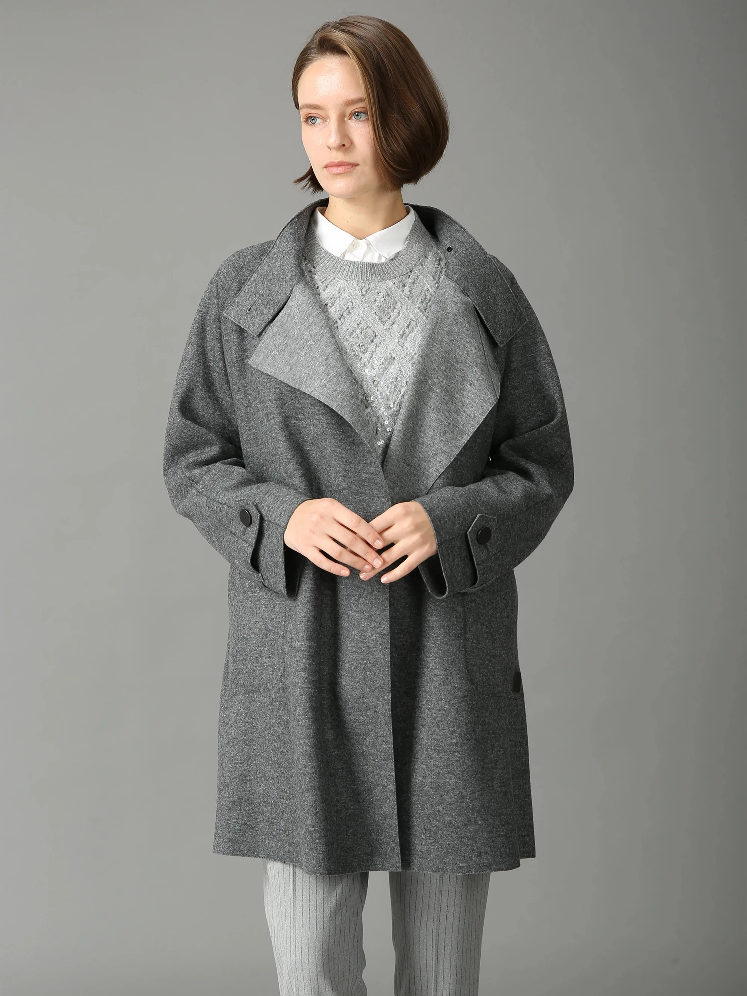 エクラ掲載】【日本製】 ウールカシミヤリバー コート ｜ MORABITO