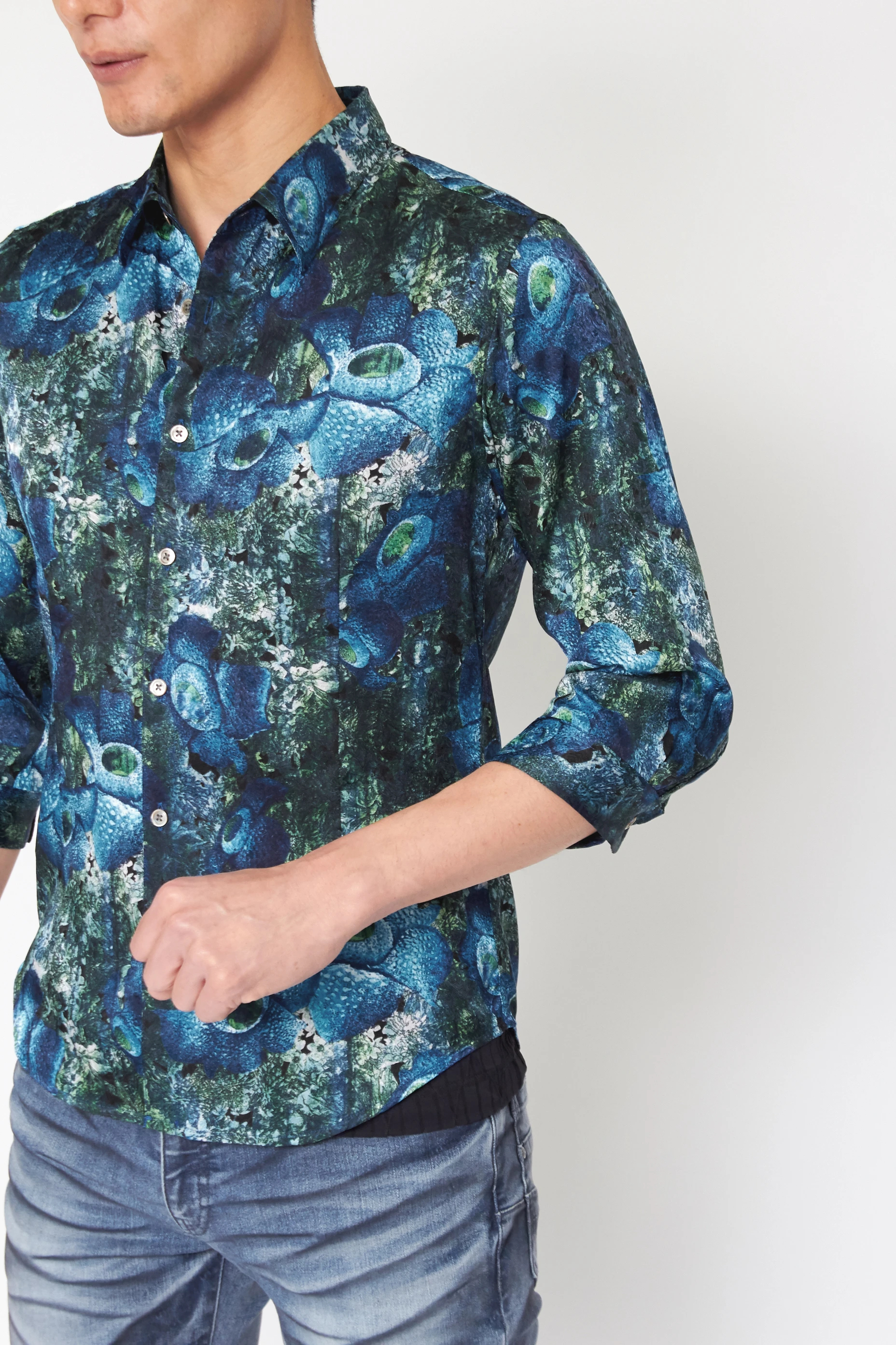 TORNADO MART∴ラフレシアプリント7分袖シャツ / TORNADO MART