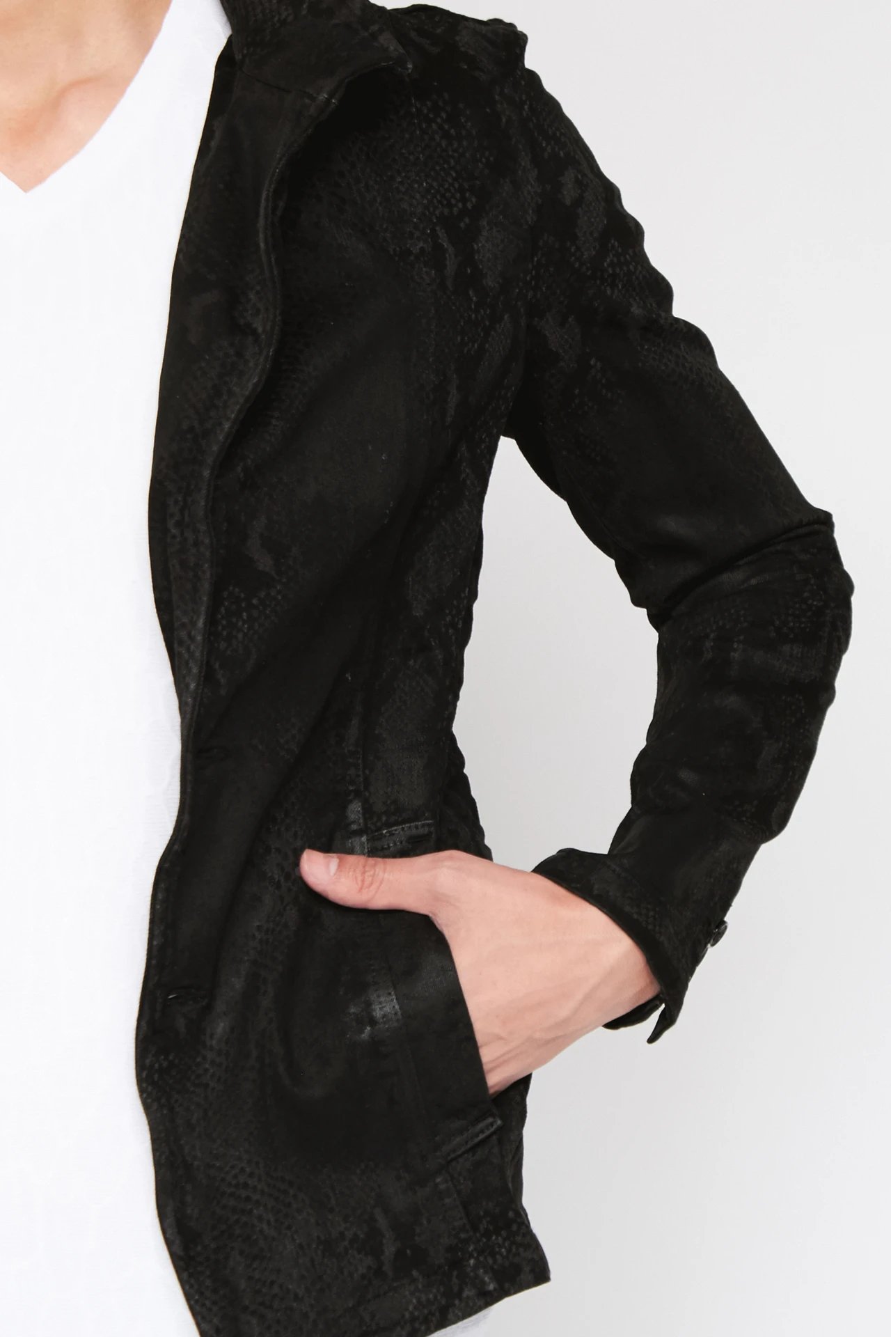 TORNADO MART∴フルークブラックパイソンスタンドジャケット / TORNADO