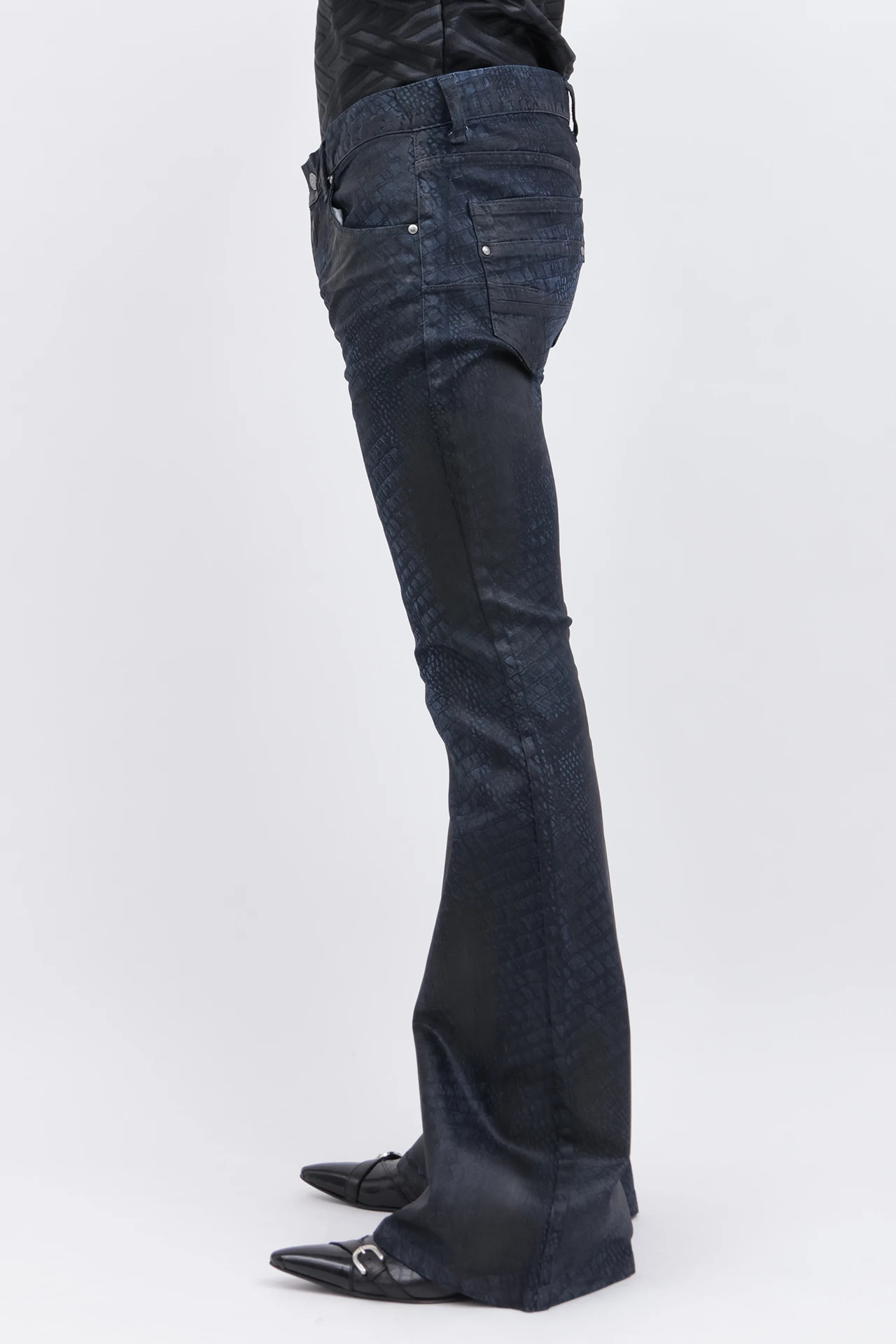 TORNADO MART∴クロコダイルコーティングベルボトム