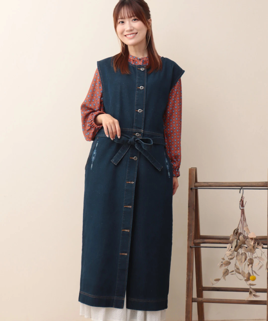 ツイル＆デニム刺繍ワンピース / ワンピース | エスニックファッション