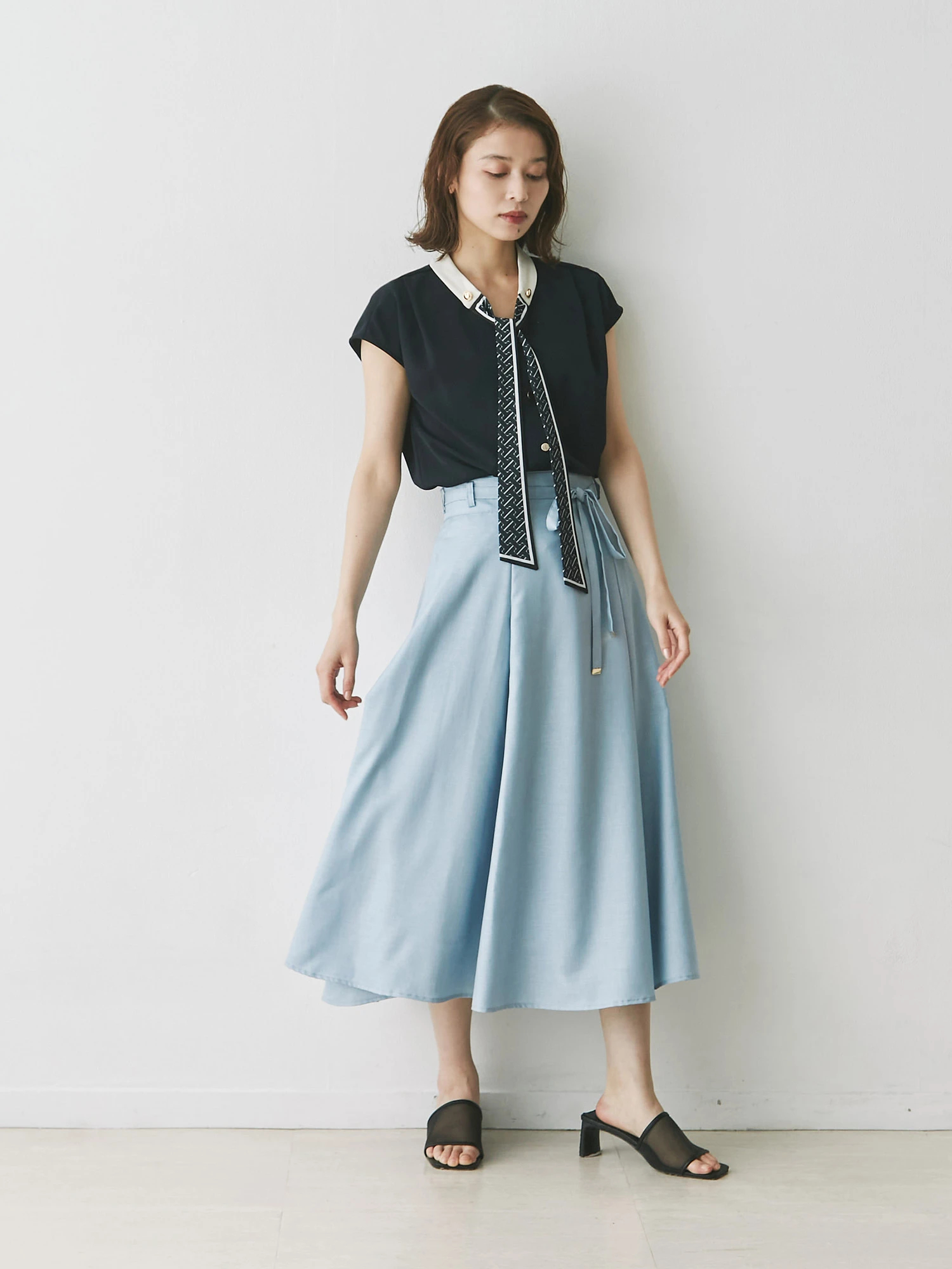 ハイウエストタックフレアスカート | レディースファッション通販の