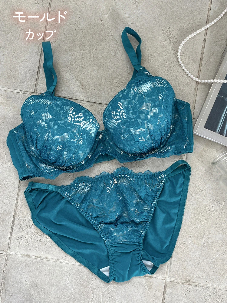 D85-I95]ストリングデザインブラ＆ショーツ(モールドカップ)（大きい