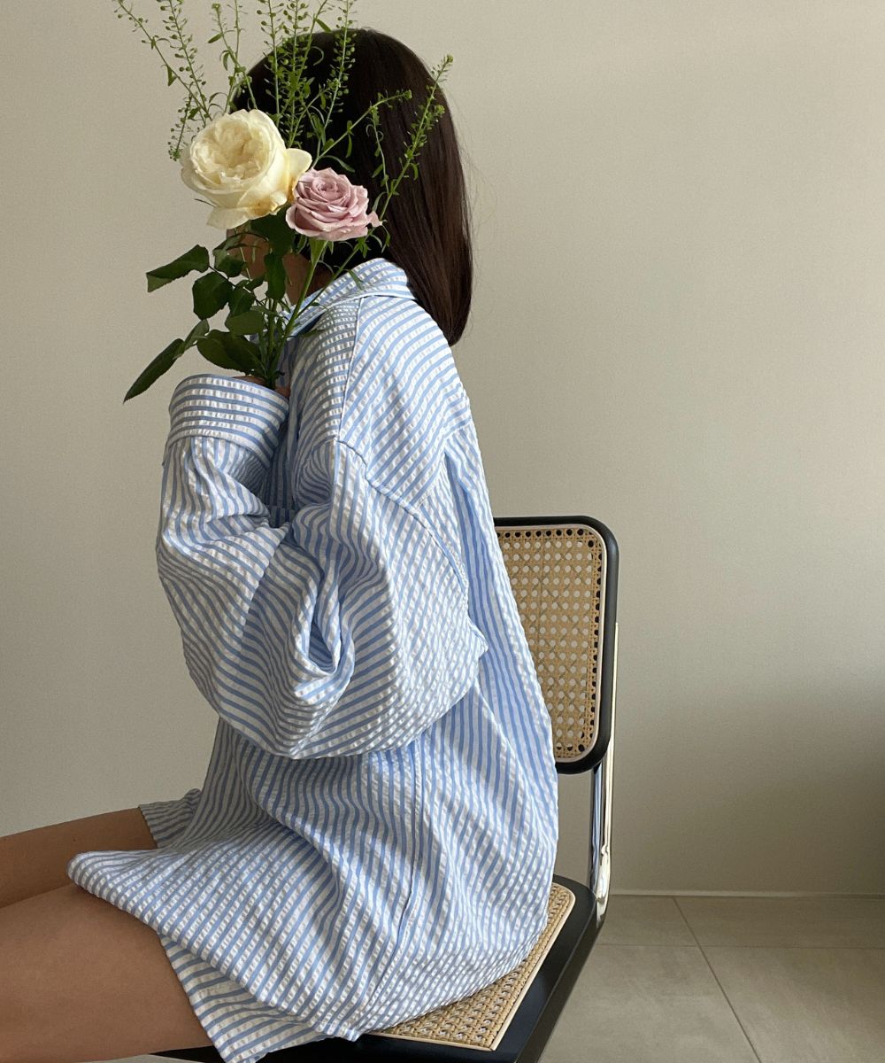 ストライプサッカーシャツ＆ショートパンツセット（シワレス） – IYAN