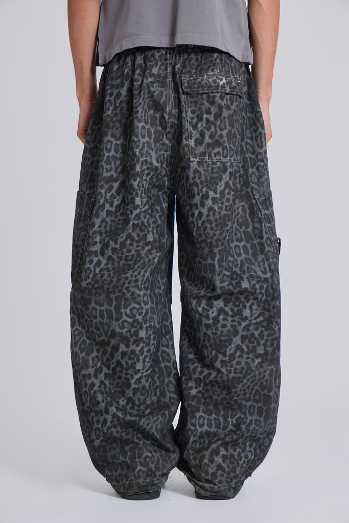 Charcoal Leopard Parachute Pants | Jaded London | Clothing