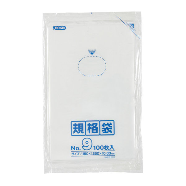 K-09 LD規格袋 9号 透明 100枚（0.030mm厚） | 株式会社ジャパックス