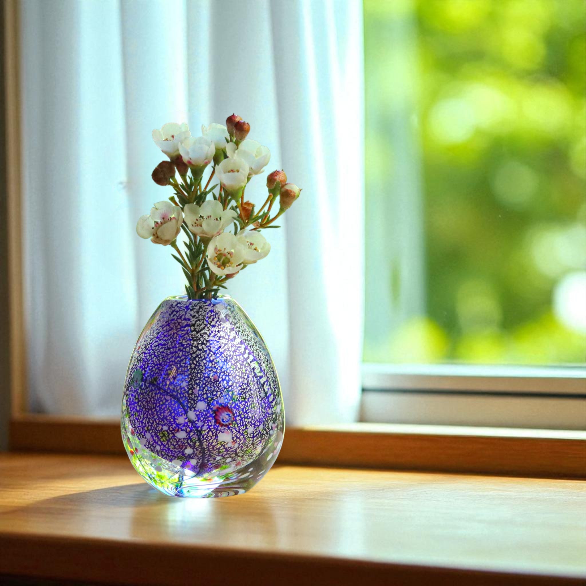 作家物 虹色ガラスの一輪挿し 未使用品 作家物虹色ガラスの一輪挿し未