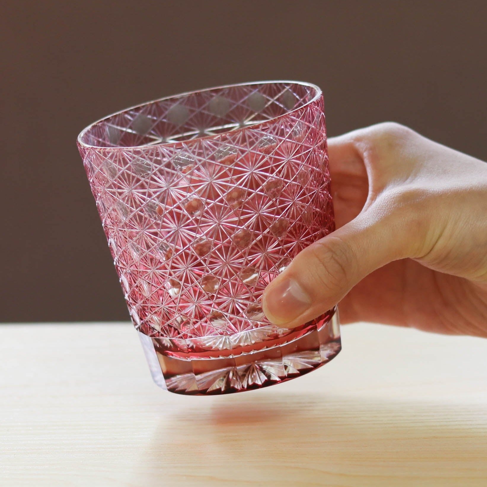 江戸切子 オールドグラス | 縁繋ぎ | 金赤 | 山田硝子