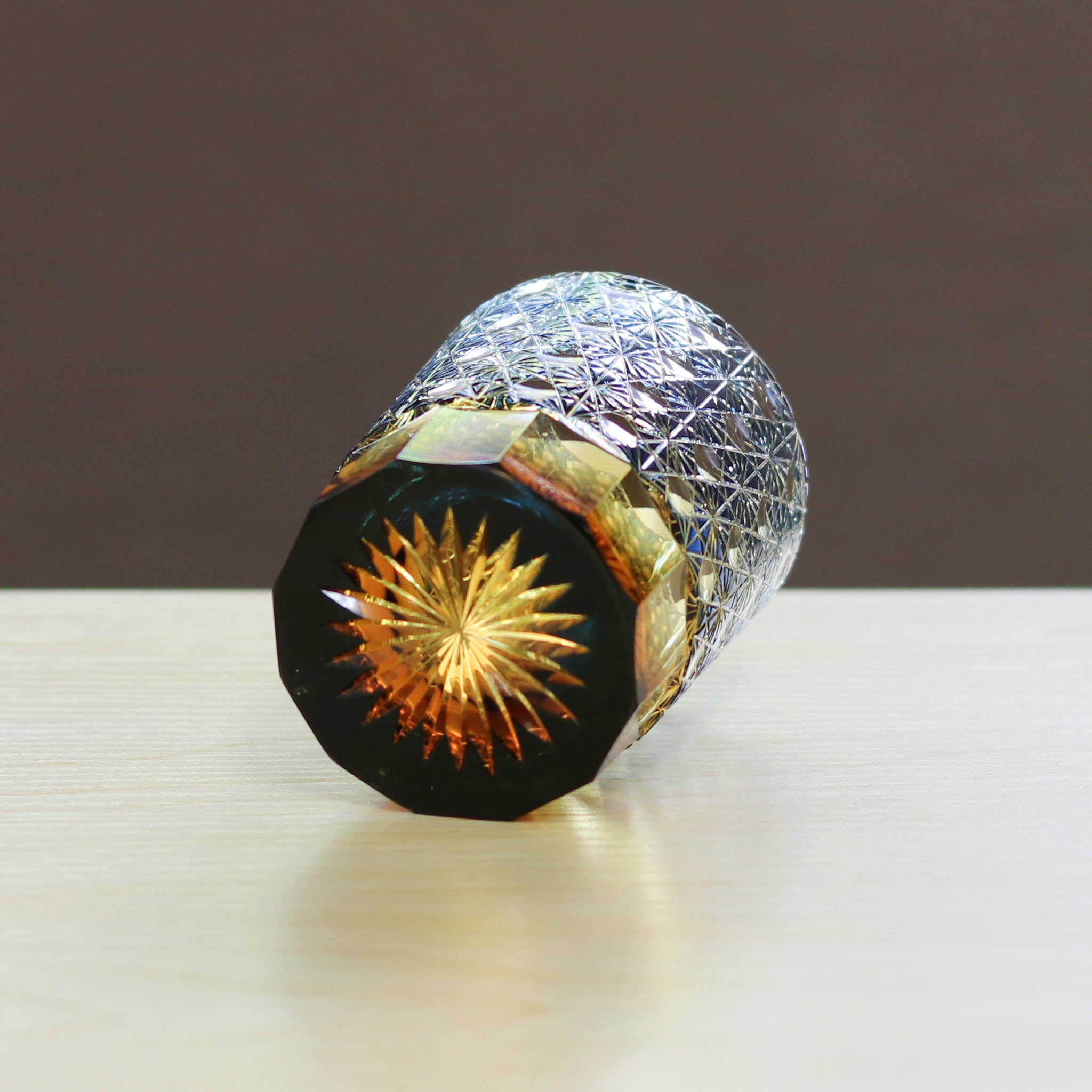 江戸切子 オールドグラス | 縁繋ぎ ミニ | 琥珀 瑠璃 | 山田硝子