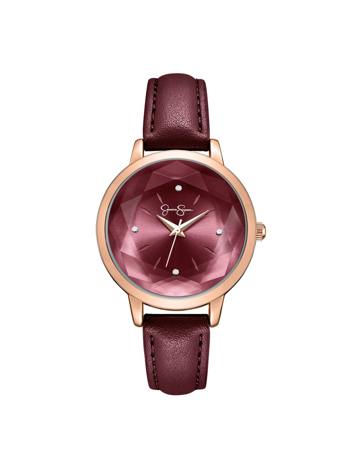 Faceted Glass Watch in Burgundy – Jessica Simpson