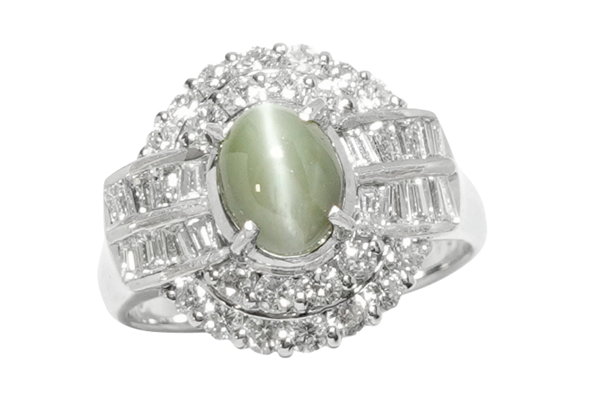 Chrysoberyl Cat's Eye Pt900クリソベリルキャッツアイ ダイヤモンド