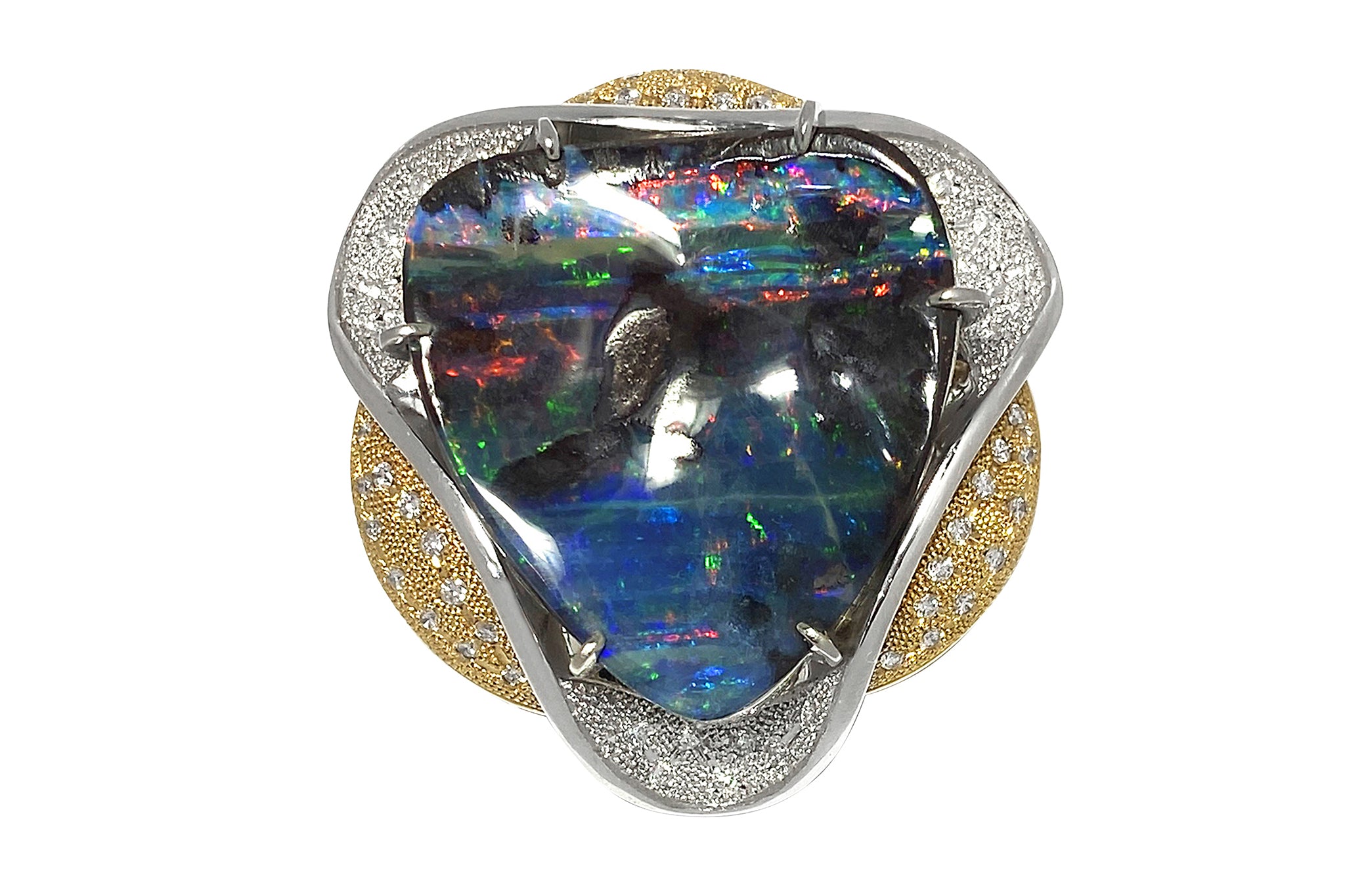 K18 オパール＆ダイヤモンド ブローチ