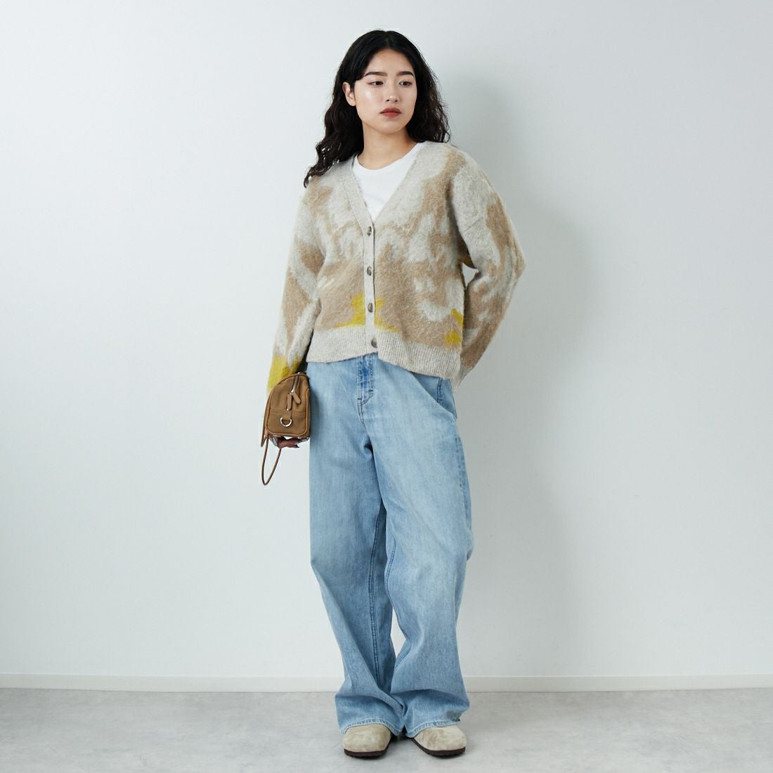 Jf Ready Made [ジェイエフレディメイド] にじみ柄Vネックカーディガン