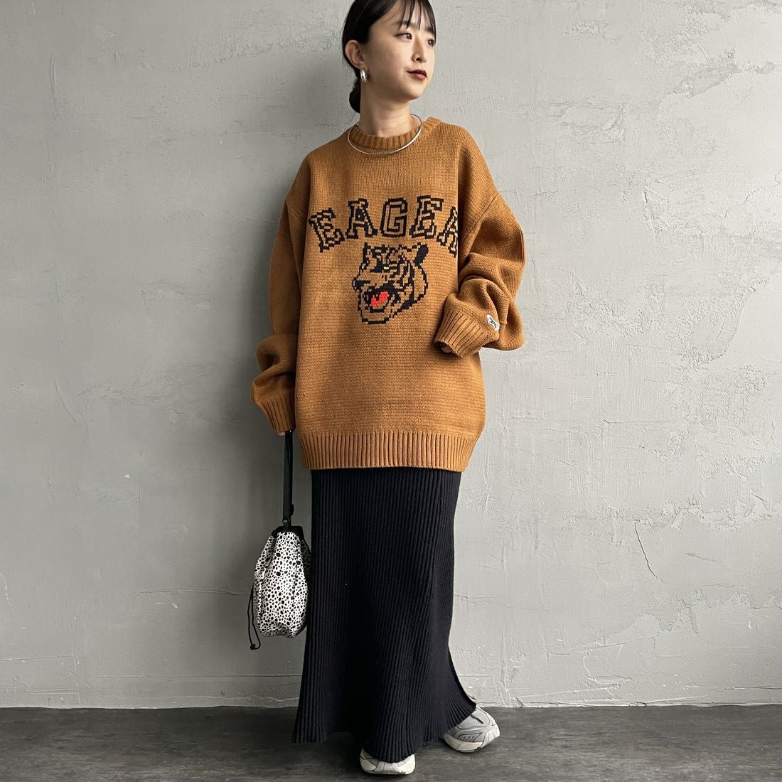 THE FOX [ザフォックス] 別注 アニマル柄クルーネックジャガードニット