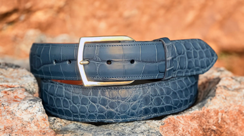 Limited Edition Denim Blue Alligator Belt – JohnAllenWoodward