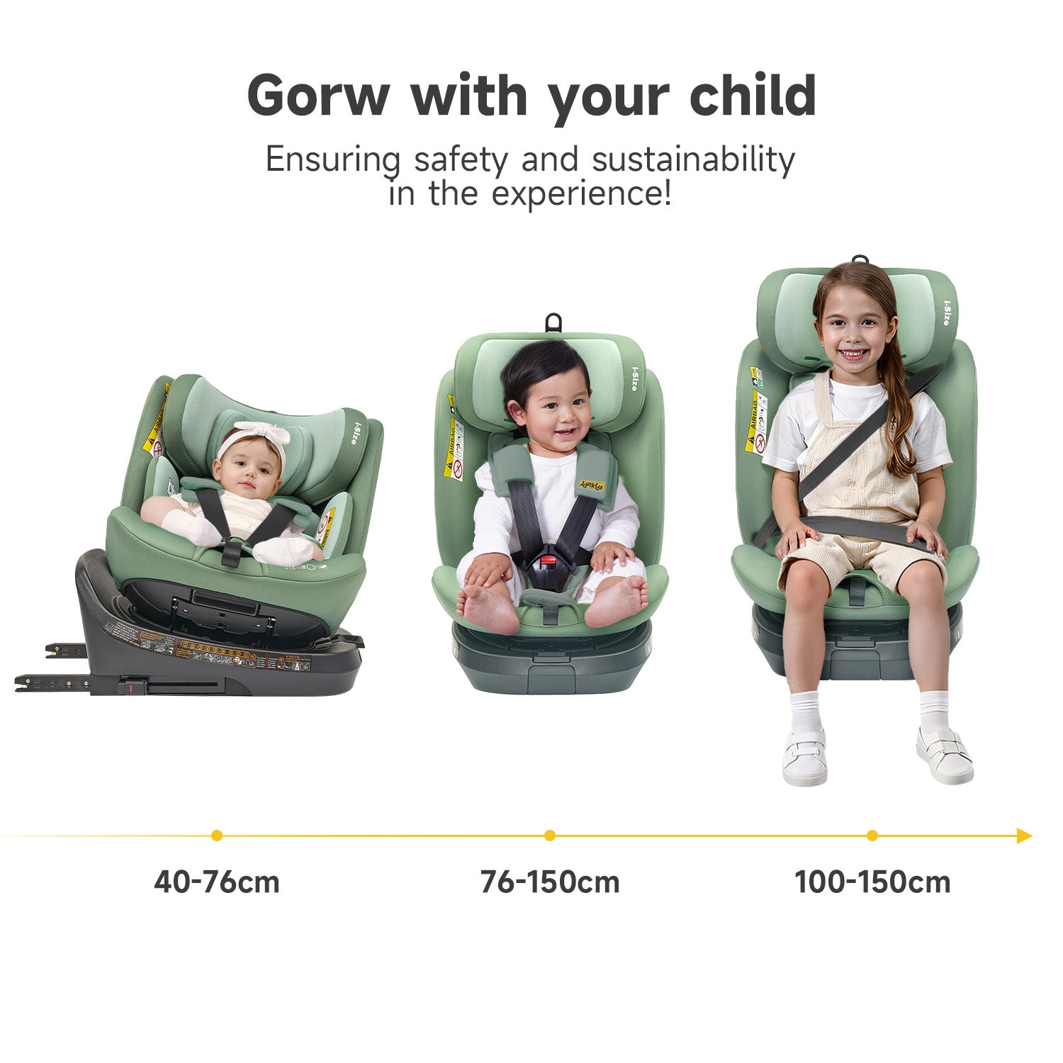 Jovikids Ranger TT 360°回転 i-Size チャイルドシート 40-150cm グリーン