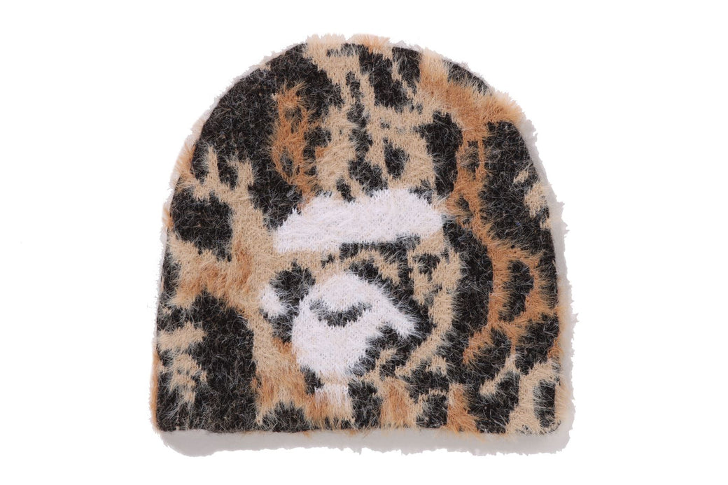 WILD LEOPARD PATTERN APE FACE KNIT CAP | bape.com