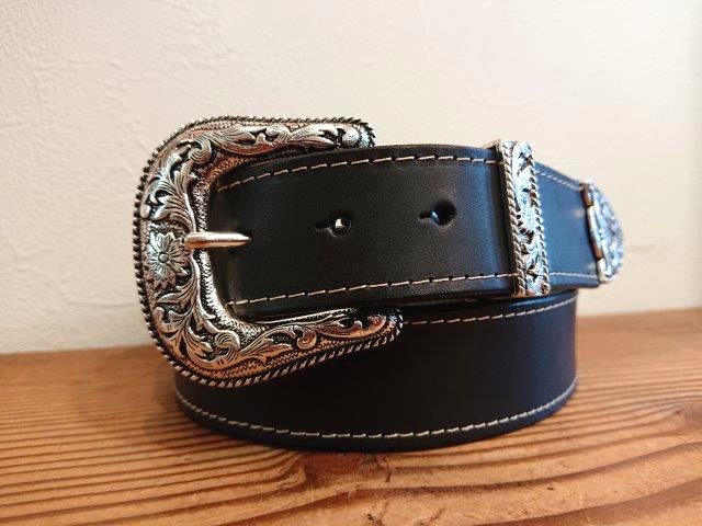 栃木レザー3ピースバックルベルト【ブラック】38mm【WESTEN BUCKLE