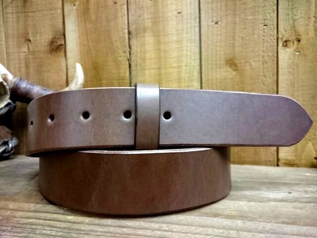 栃木オイル多脂革レザーベルト 【チョコレートブラウン】38mm 革NO