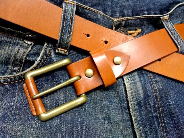 栃木レザーベルト オイル多脂革 【キャメルブラウン】38mm 革巻き