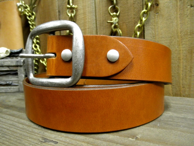 栃オイル多脂革木レザーベルト 【キャメルブラウン】38mm 革NO,01