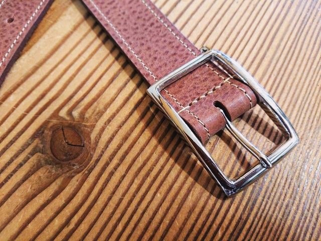 完成品】イタリアンレザーデザインステッチベルト【 レッドブラウン