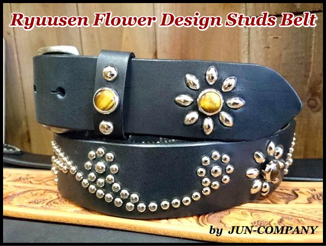 053 VALENTINO 花モチーフベルト レザー 天然石 053 VALENTINO 花