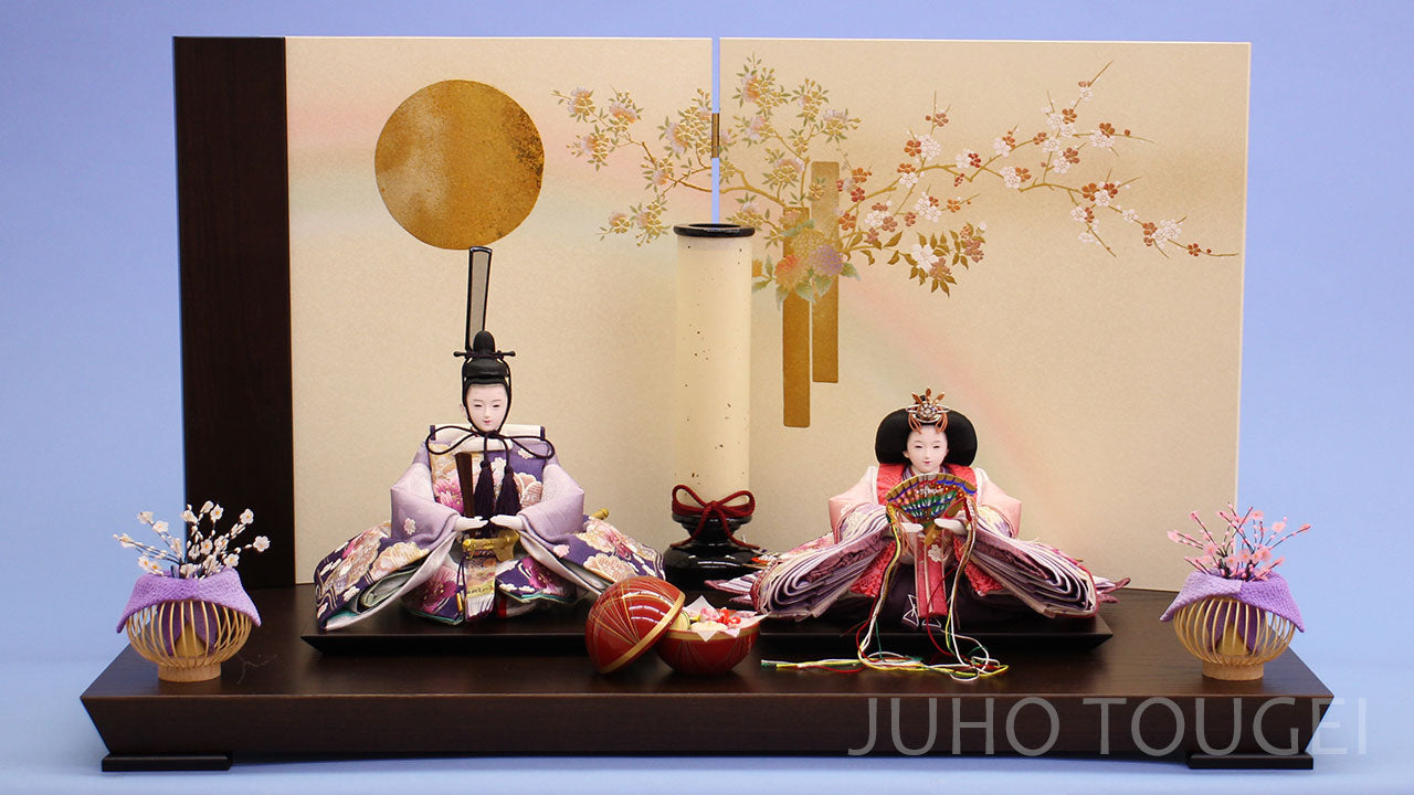 雛人形 平飾り 幅70cm 京十一番 友禅極上刺繍親王 虹に月華｜寿鳳人形