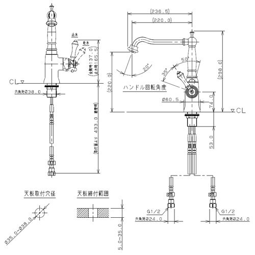 117-130｜カクダイキッチン用蛇口 ANTIRA[台][シングルレバー混合水栓]