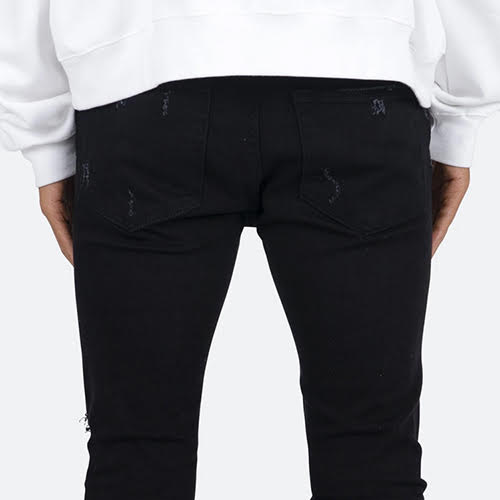 mnml X165 PAISLEY STRETCH SKINNY DENIM - BLACK/BLACK | KingStar