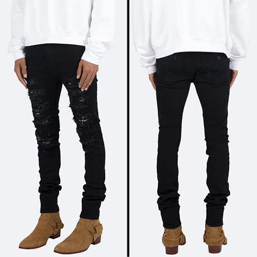 mnml X165 PAISLEY STRETCH SKINNY DENIM - BLACK/BLACK | KingStar