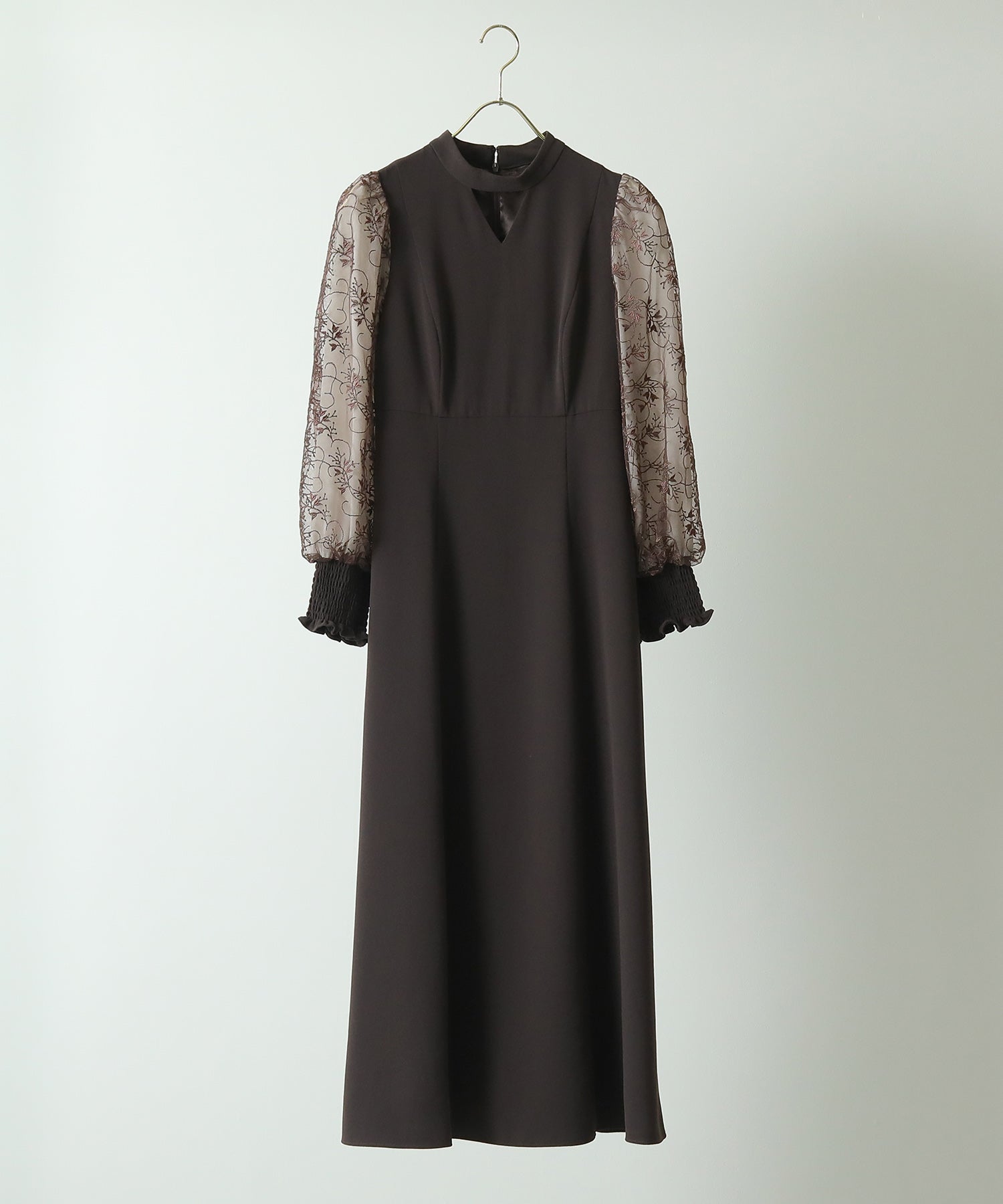 刺繍 シアー トライアングルデザイン ワンピース ドレス