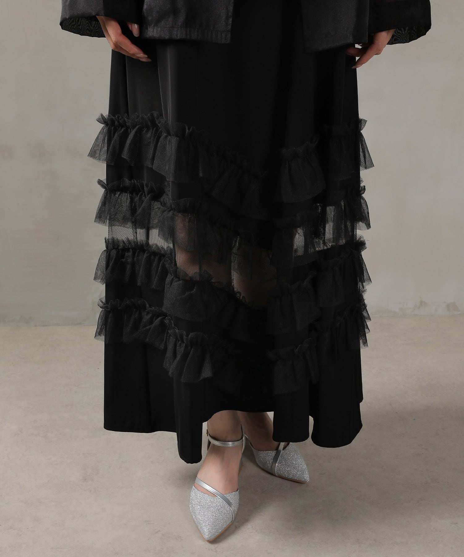 裾フリルキャミワンピース シアージャケット 2点セット ドレス