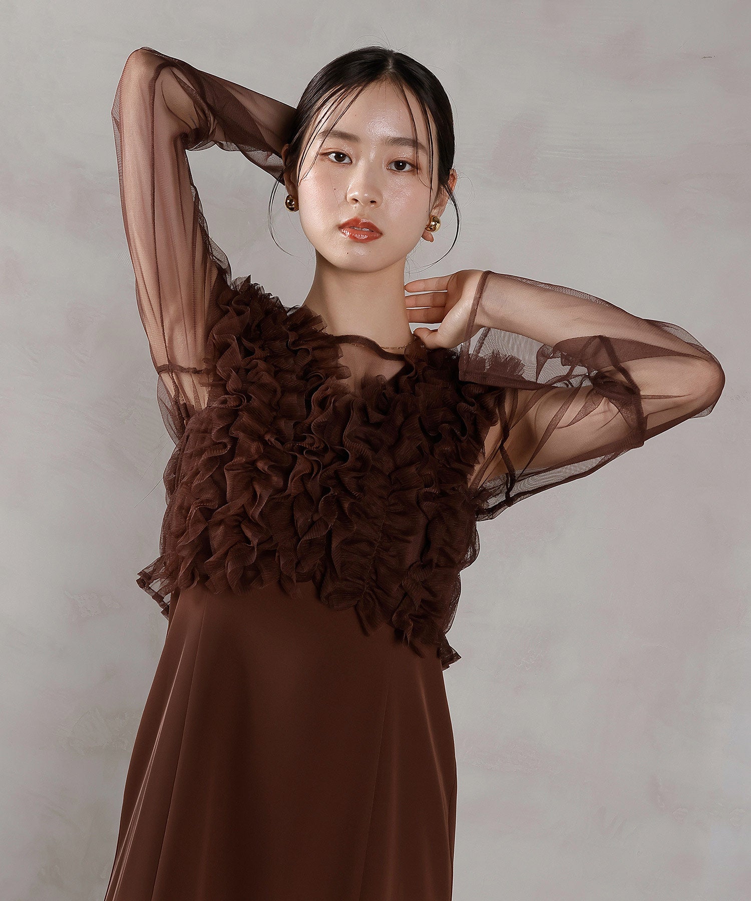 チュール フリル ベスト シアー トップス ワンピース 3点セット