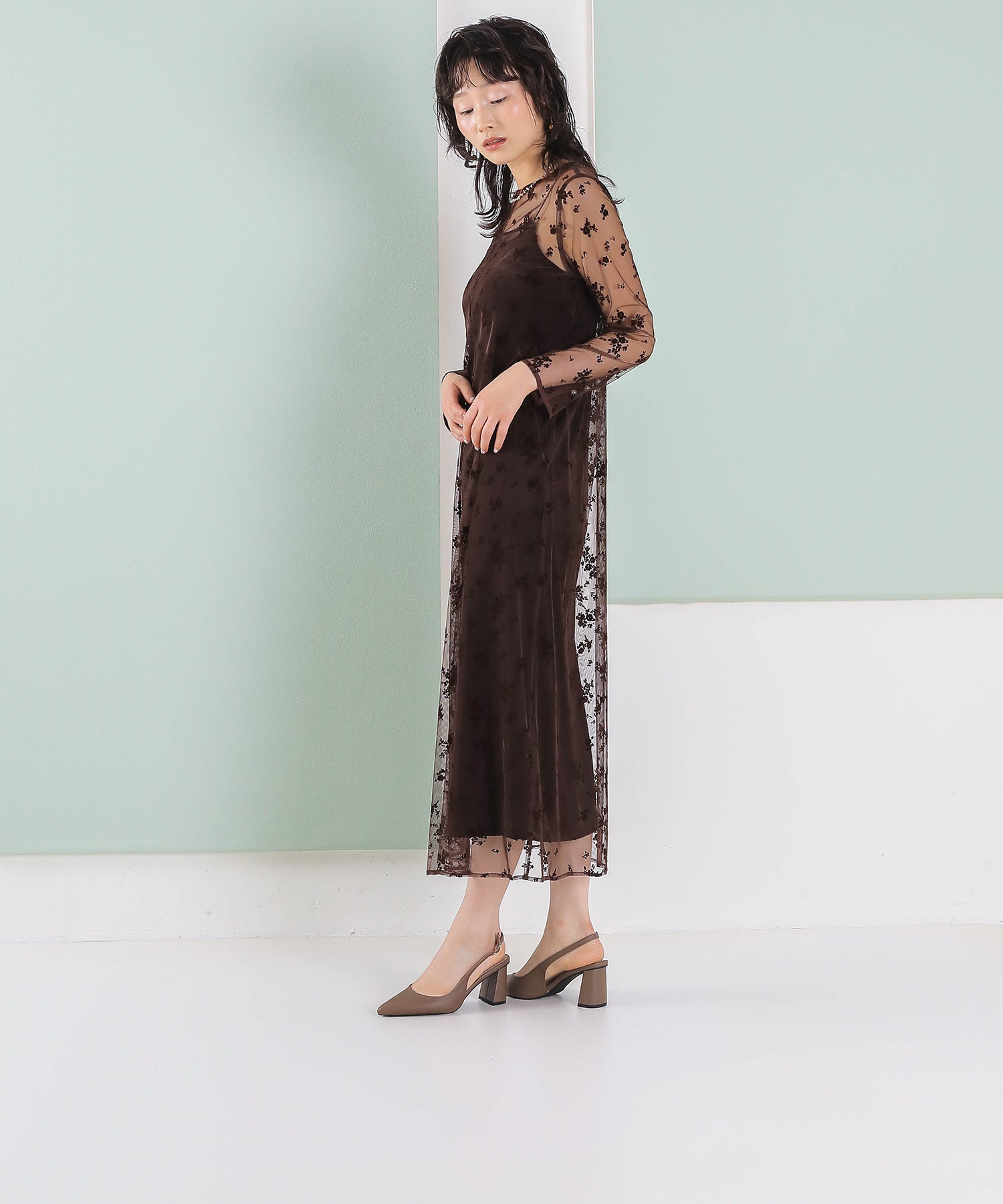 kaene 別注カラー】フロッキーベロアチュールレース 2way Iライン