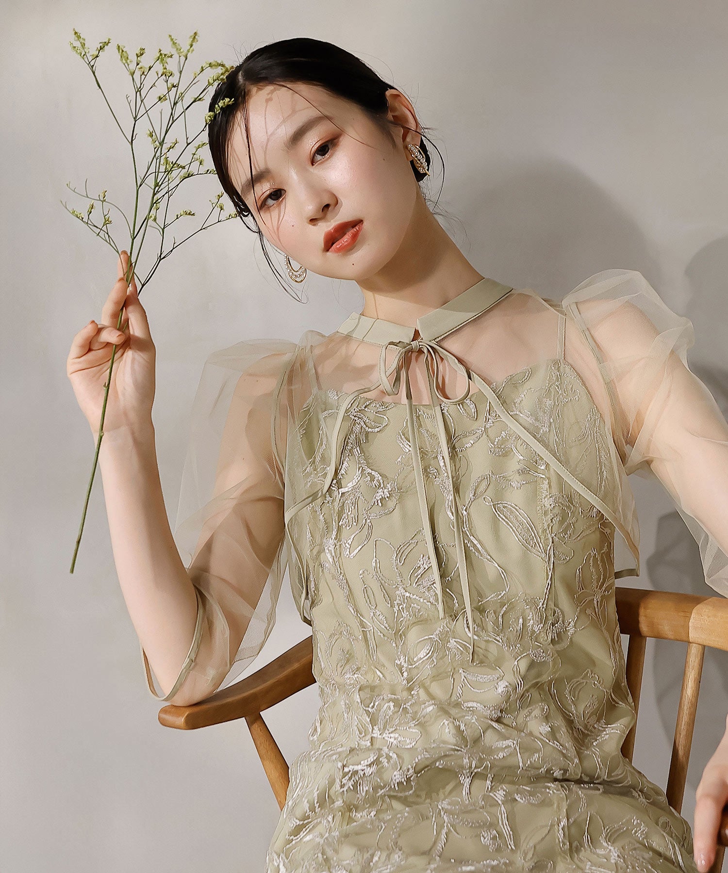 チュールボレロ 刺繍キャミワンピース 2点セット パーティー ドレス