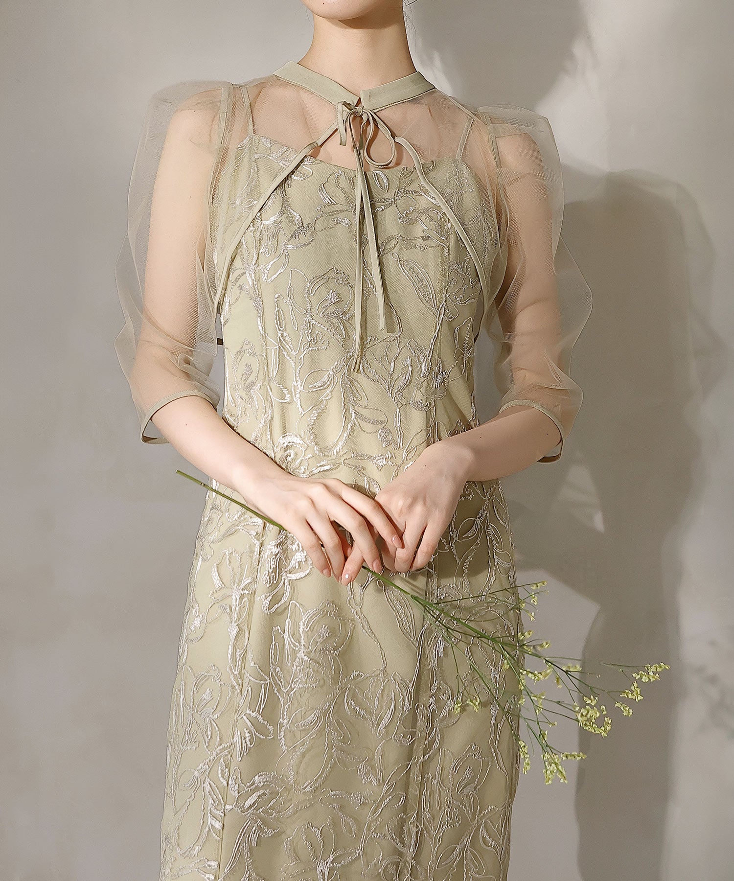 チュールボレロ 刺繍キャミワンピース 2点セット パーティー ドレス