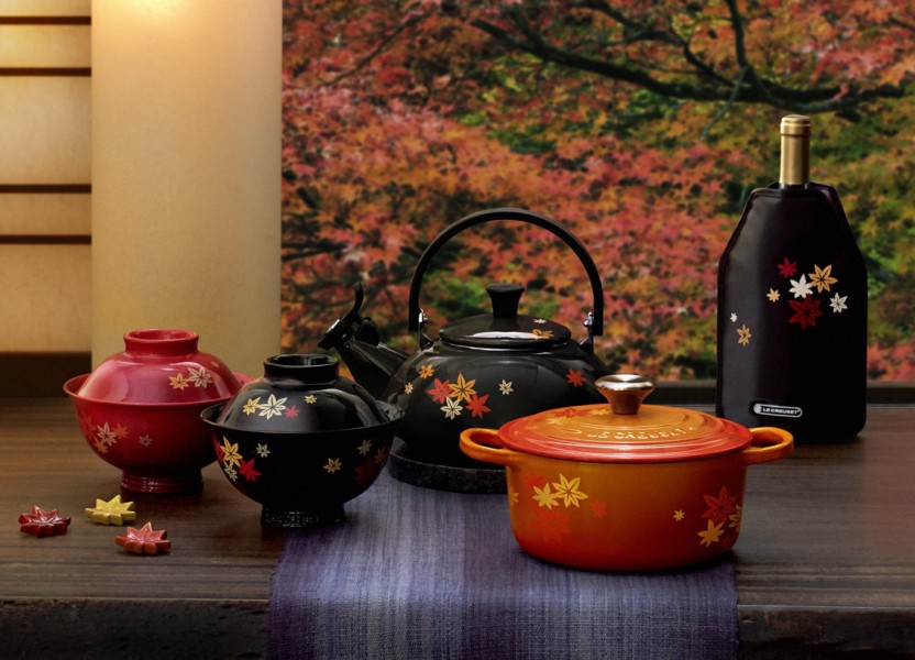 暮らし】ル・クルーゼ、秋冬新作第2弾、モミジ柄の漆器風「MOMIJI」9
